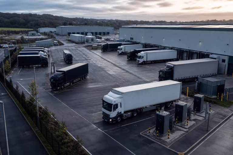 Electric HGV charging infrastructure within an active logistics depot